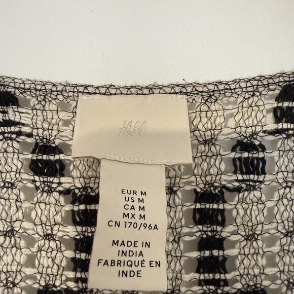 H&M Crochet Short Dress Women’s Size M Beige Boho Beach Cover-Up - Picture 9 of 10